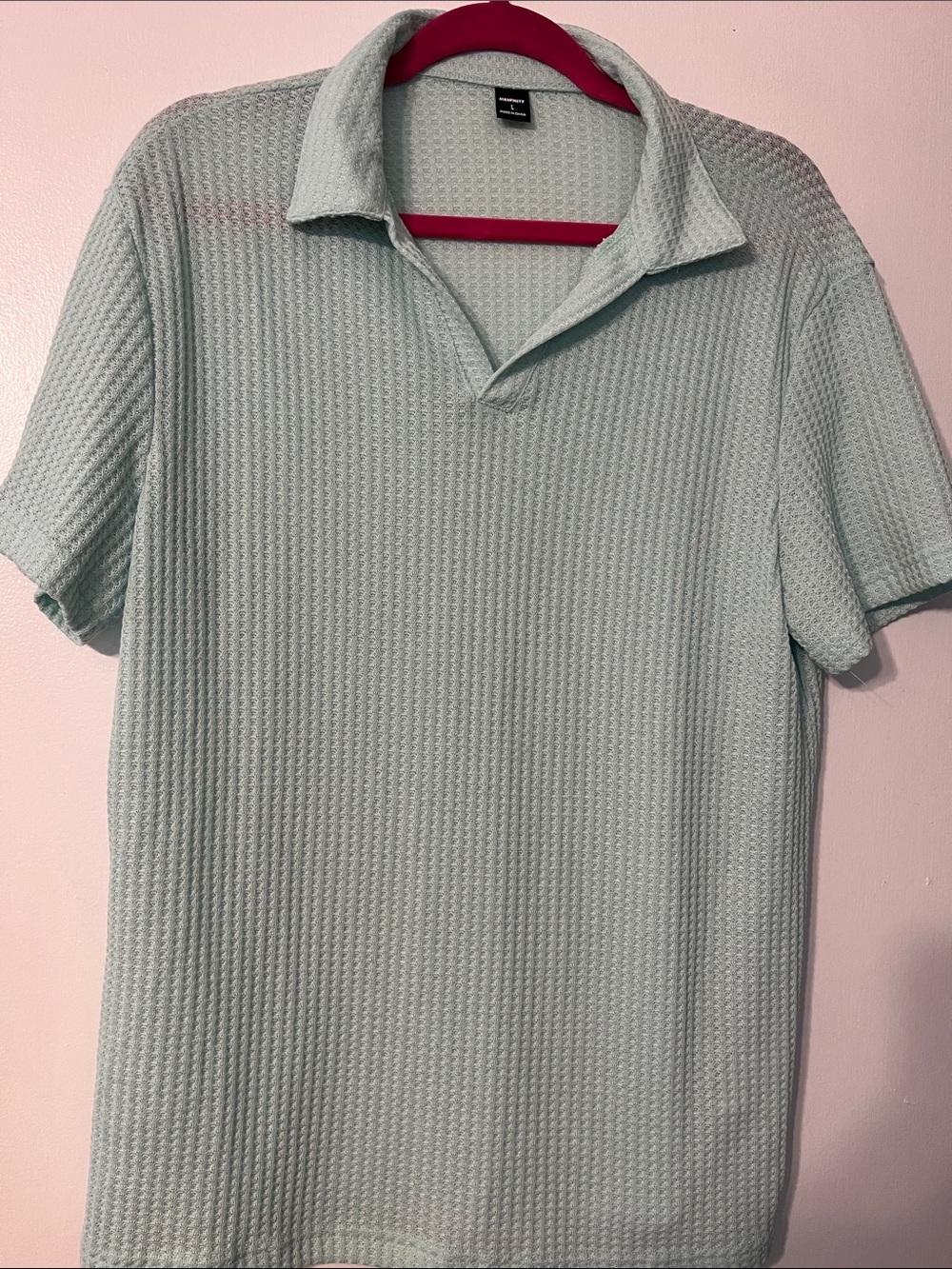 MANFINITY Mint Green Short-Sleeve Polo Men’s Large